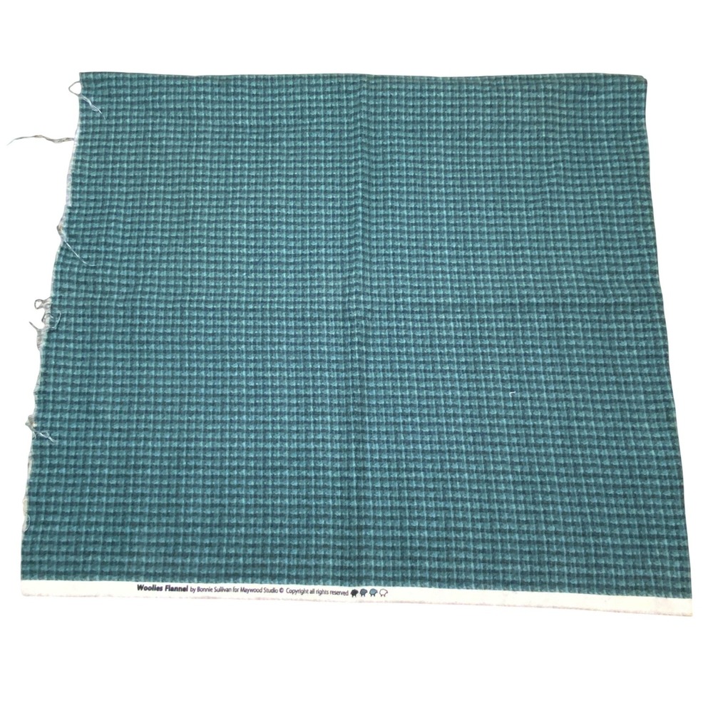 Maywood Studio Woolies Flannel Bonnie Sullivan Green Check Fabric Piece 1 yd
